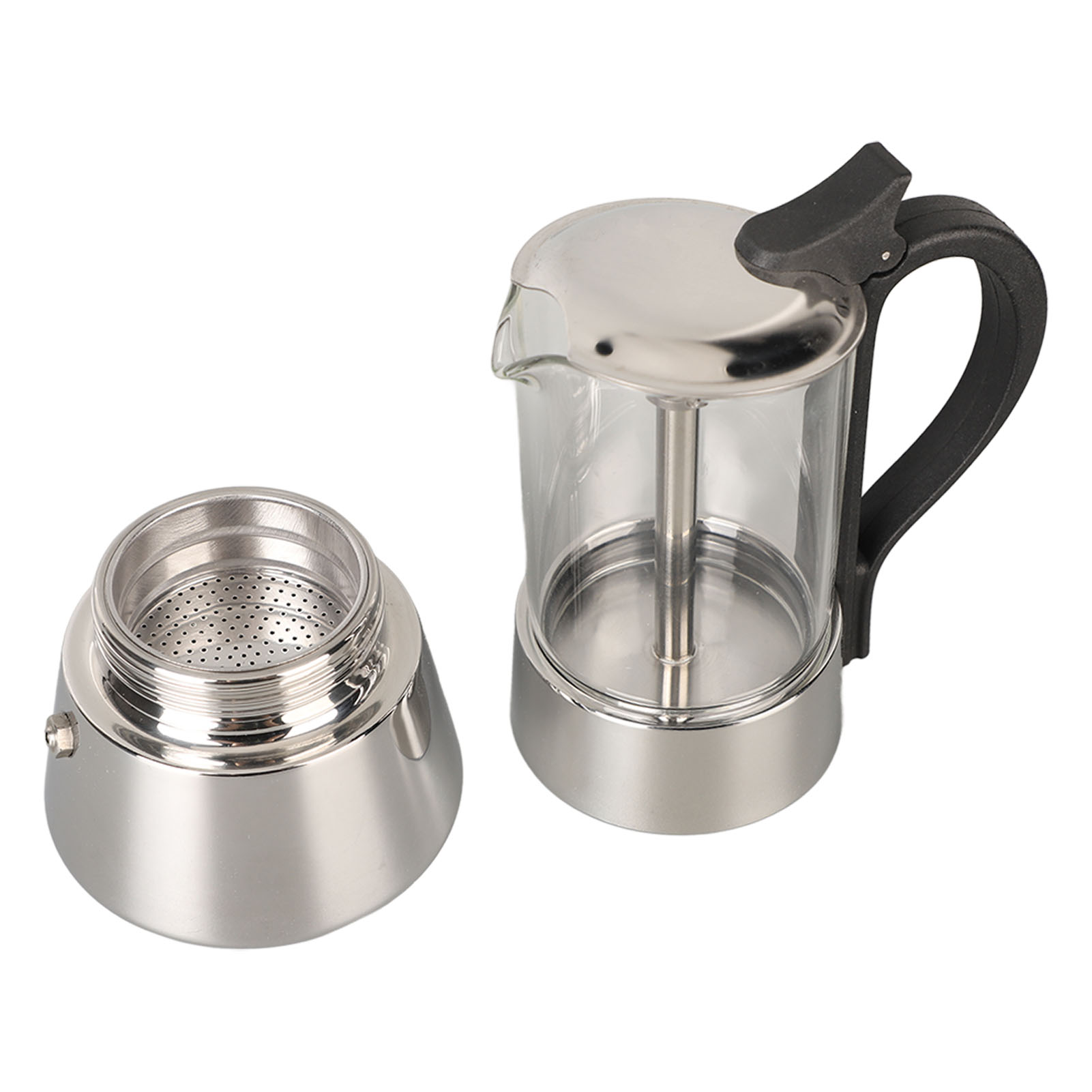 Klassische Italienische Espressokanne Für 4 Tassen, Kristallglasdeckel, Edelstahl-kochfeld