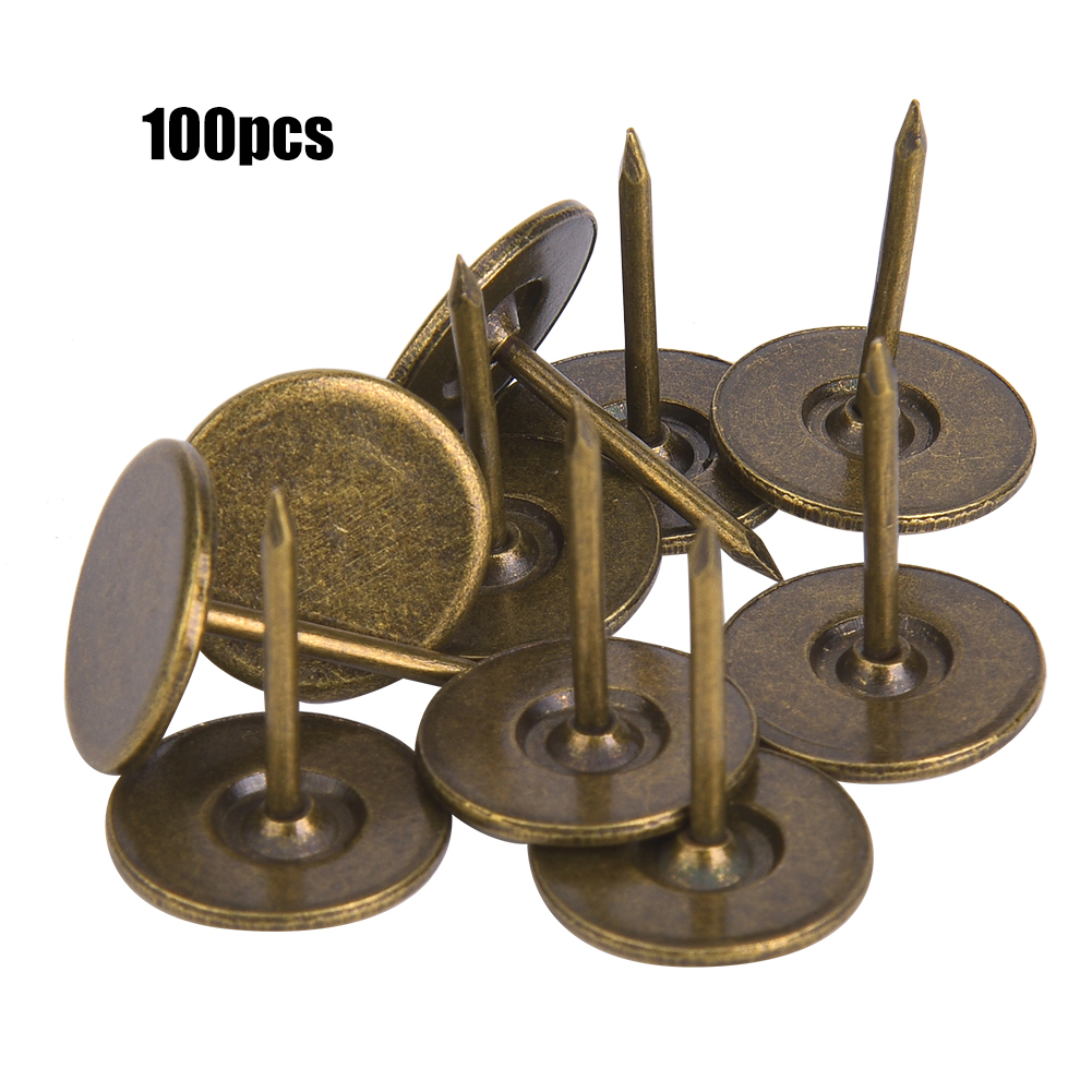 100 Polsternägel Mit Flachem Kopf, Bronzefarben, Cyanfarben, Aus Eisen, Dekorative Clips, Sofamöbelzubehör, 16 X 20 Mm