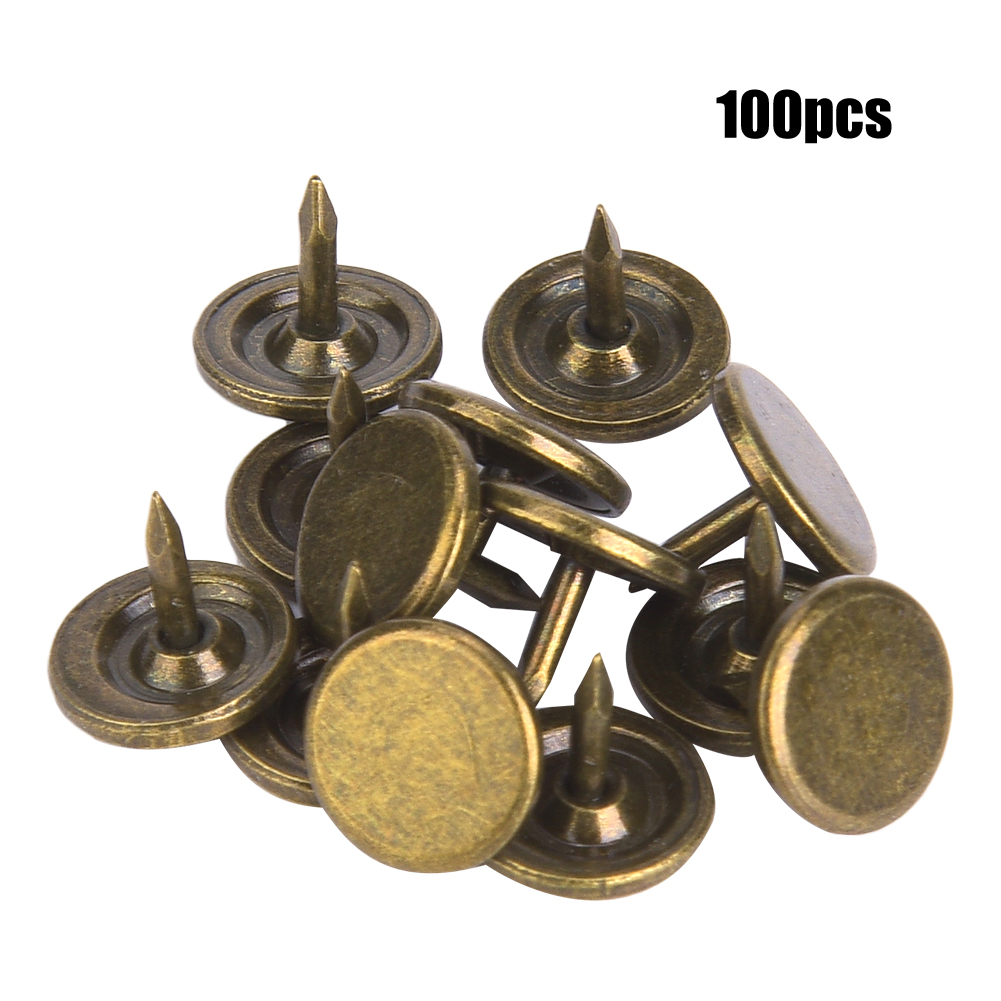 100 Polsternägel Mit Flachem Kopf, Bronzefarbenes Eisen, Dekorativ, 9 X 8 Mm