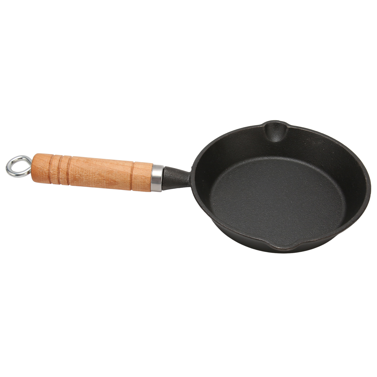 Gusseiserne Bratpfanne Mit Ausgießer, Holzgriff, Fleckenabweisend, Schnell Aufheizend, Leicht Zu Reinigen, 16 X 3 Cm