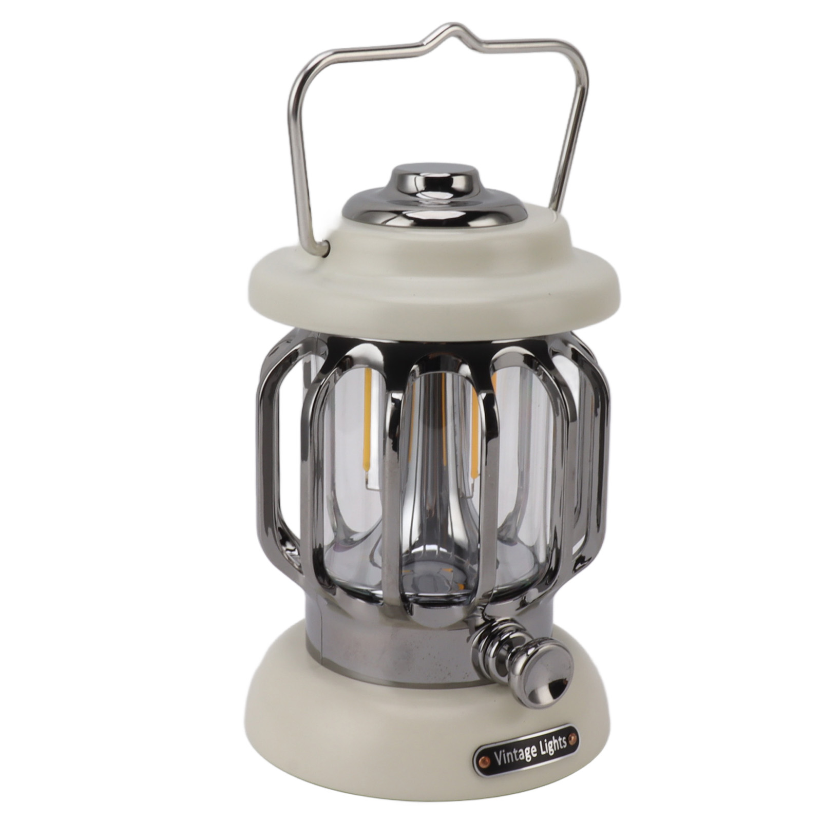 Wiederaufladbare Retro-campinglaterne, Warmes Vintage-licht, Hängelampe Für Zelt Und Terrasse, Tragbar, 5 V, Cremeweiß