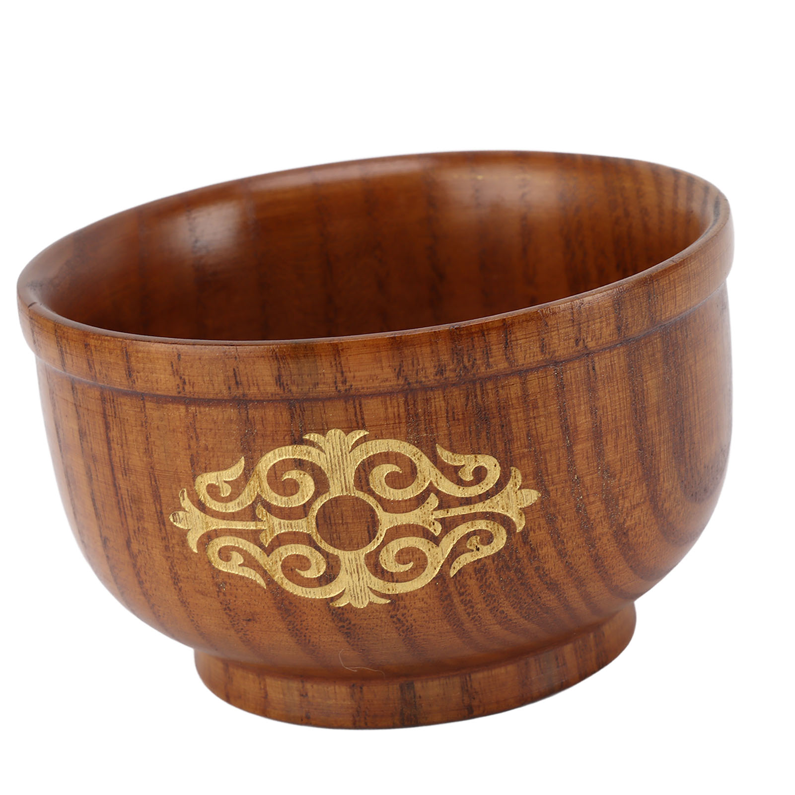 Elegante Und Edle Runde Schale Aus Feuerfestem Jujube-holz Für Die Küche, Platin-goldene Oberfläche