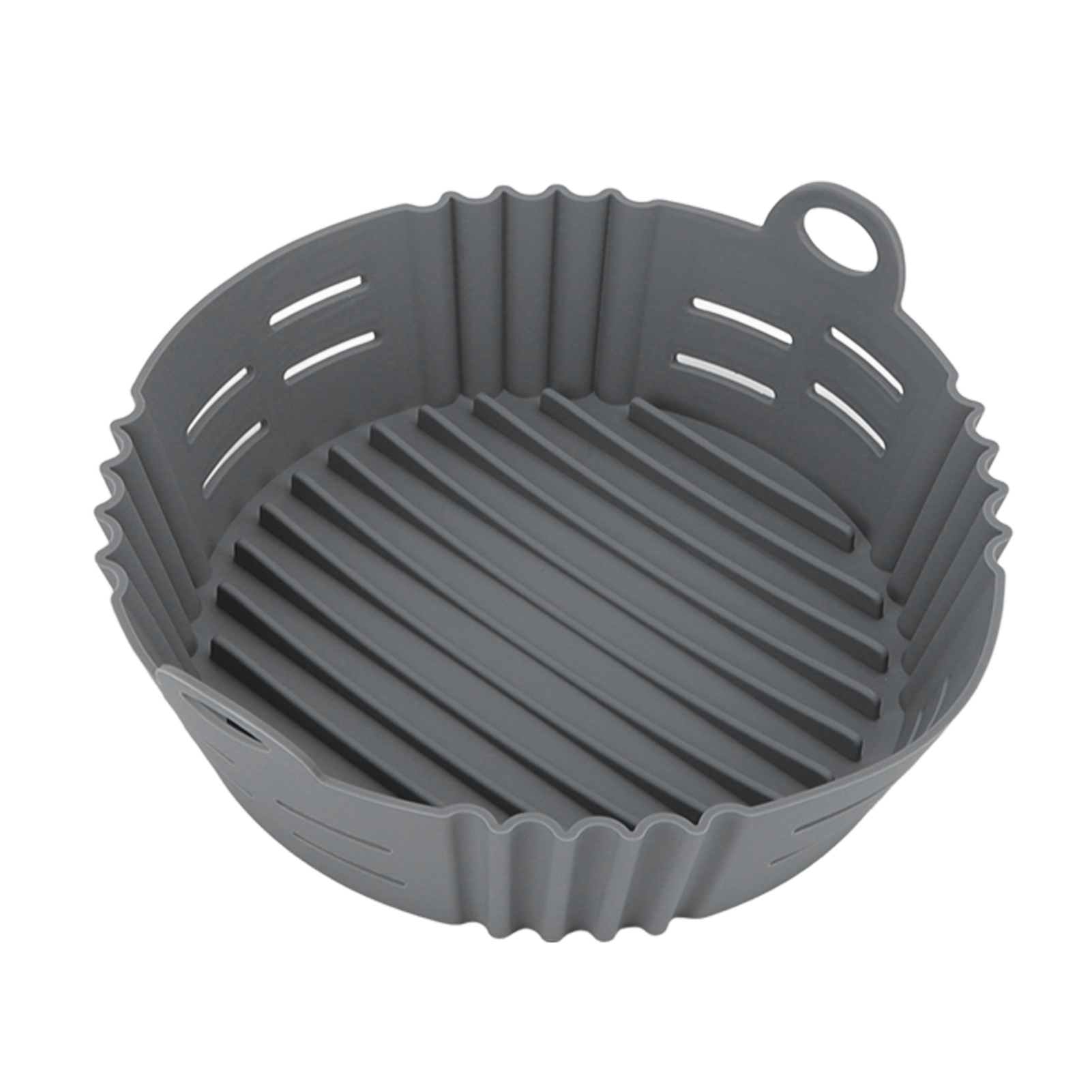 Hitzebeständiger, Elastischer, Abwaschbarer, Lebensmittelechter Und Wiederverwendbarer Frittierkorb Aus Silikon Für Fritteusen, Grau