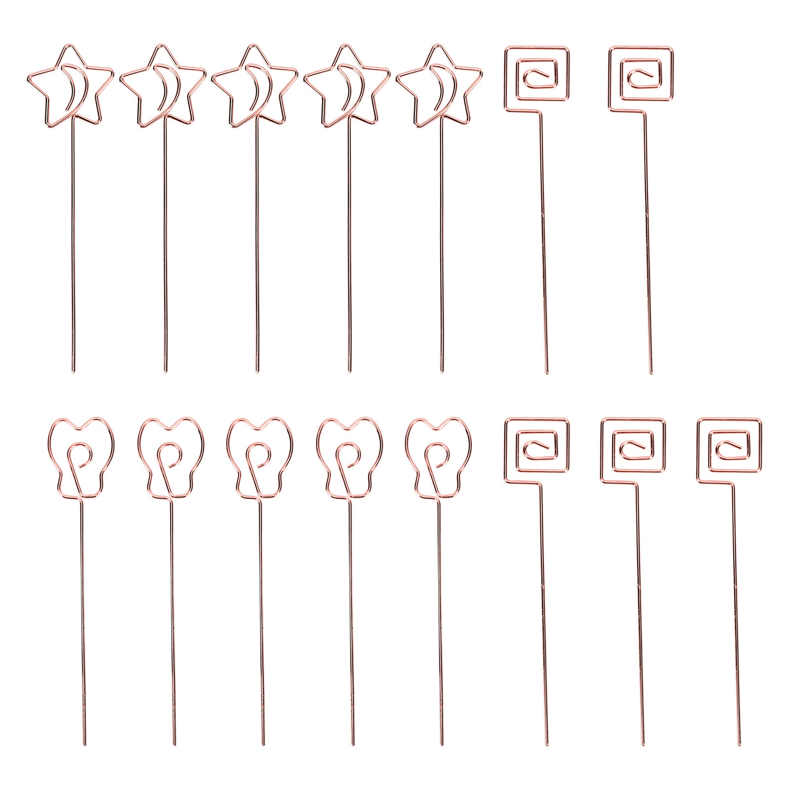 Set Mit 15 Niedlichen Tischnummernhaltern In Verschiedenen Formen, Elektrolytisch Hergestellt, Praktischer Fotohalter Für Büro, Geburtstag, Party, Roségoldfarben