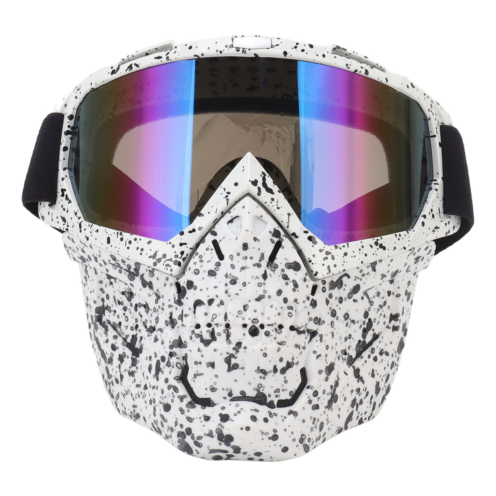 Verstellbare, Abnehmbare Motorradbrille Mit Totenkopf-design, Pc-schwammmaske, Schutz Beim Offroad-wandern, Schwarz-weißer Rahmen, Farbige Gläser
