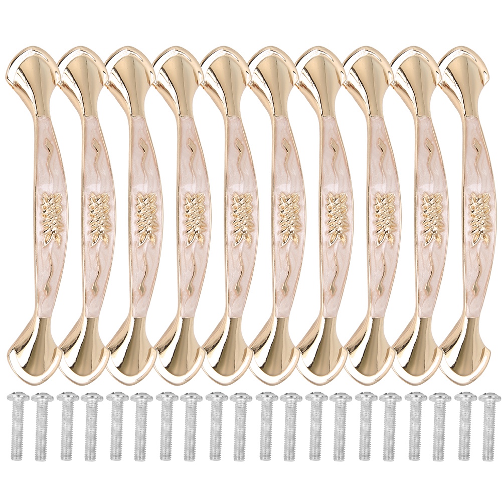 10-teiliges Türgriffset, Bernsteinweiß, Schlichtes Design, Universell Für Büro, Schublade Und Schrank, 96 Mm