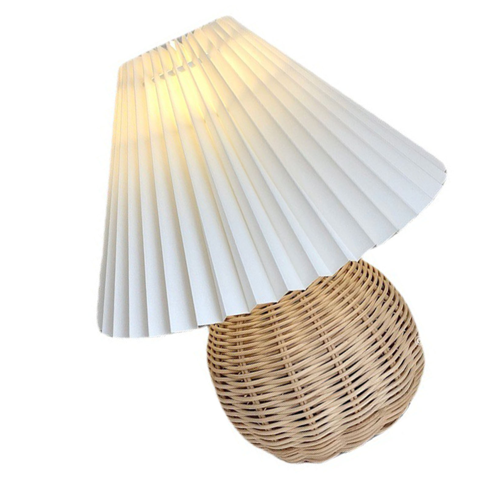 Kleine Nachttischlampe, Mini-lampe Für Schlafzimmer, Wohnzimmer, Beistelltisch, Aus Plissiertem Rattan, Im Vintage-stil