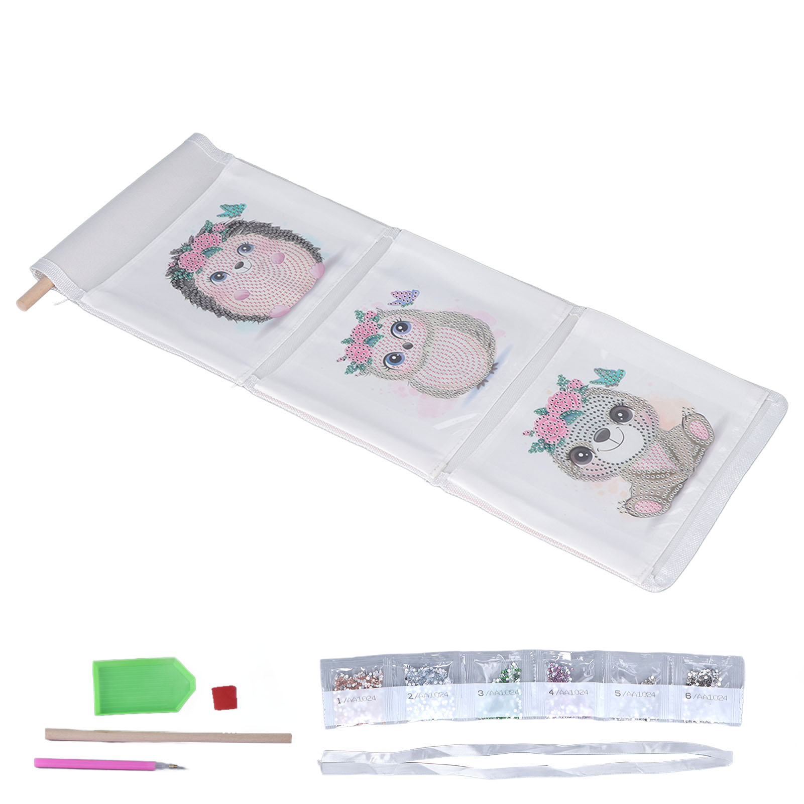 Niedliches Hängetäschchen Mit Strasssteinen Und Cartoon-motiv, Diy-hängeorganizer