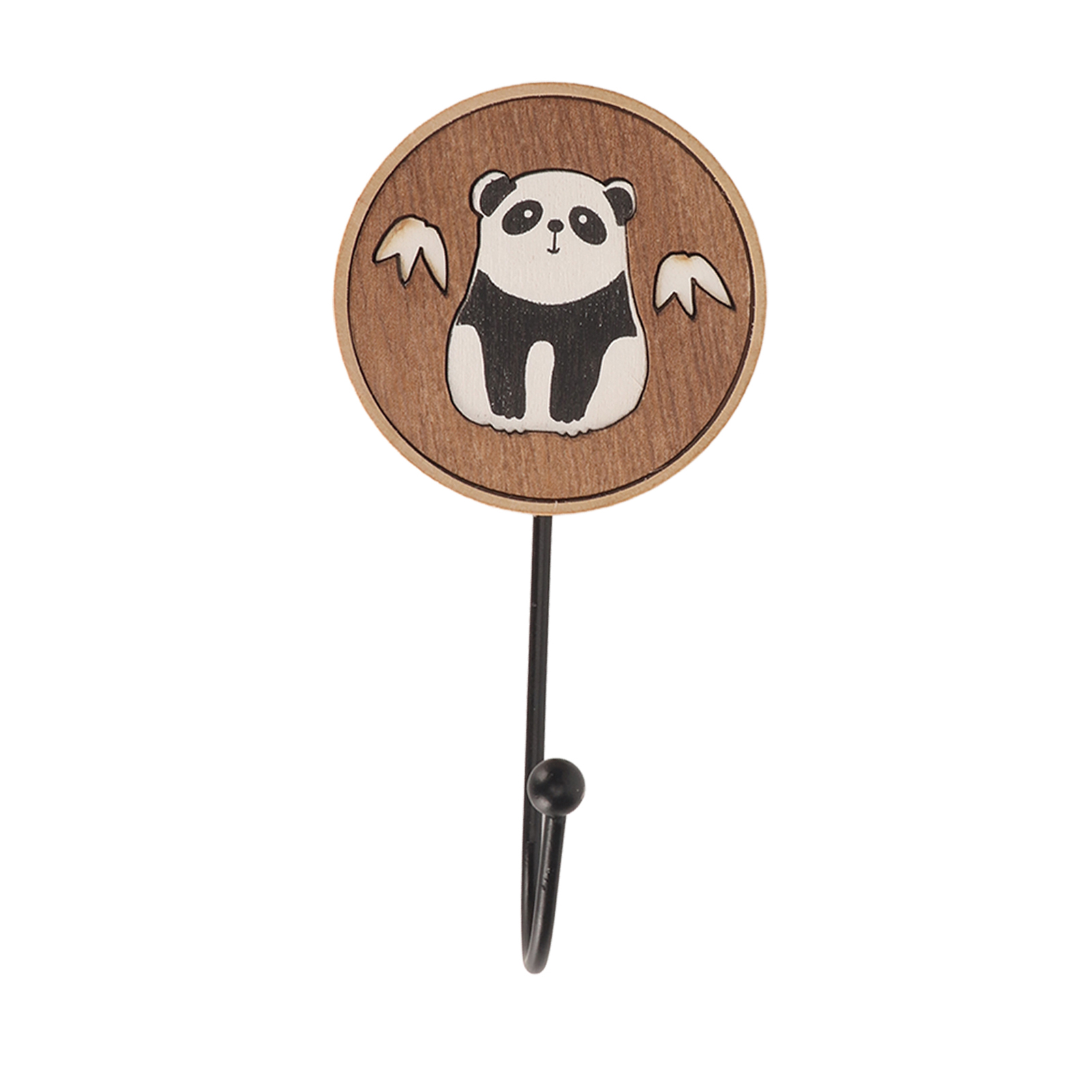 Set Mit 2 Polierten Wandhaken Aus Holz, Starker Kleber, Niedliches Panda-design, Für Schlafzimmer Und Küche