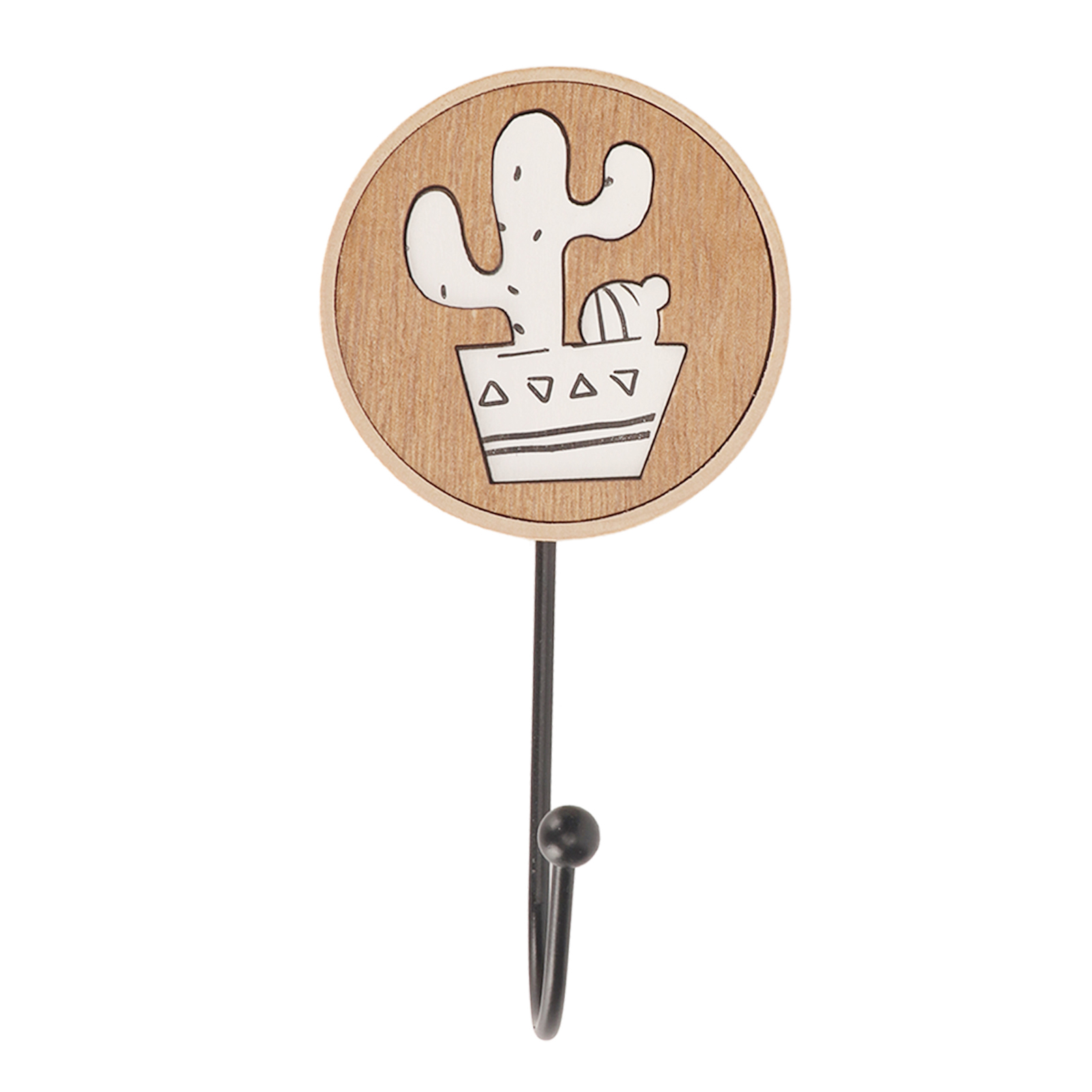 6er-set Niedliche Tier-wandhaken Aus Holz, Starker Kleber, Cartoon-design, Für Schlafzimmer Und Küche, Kaktus