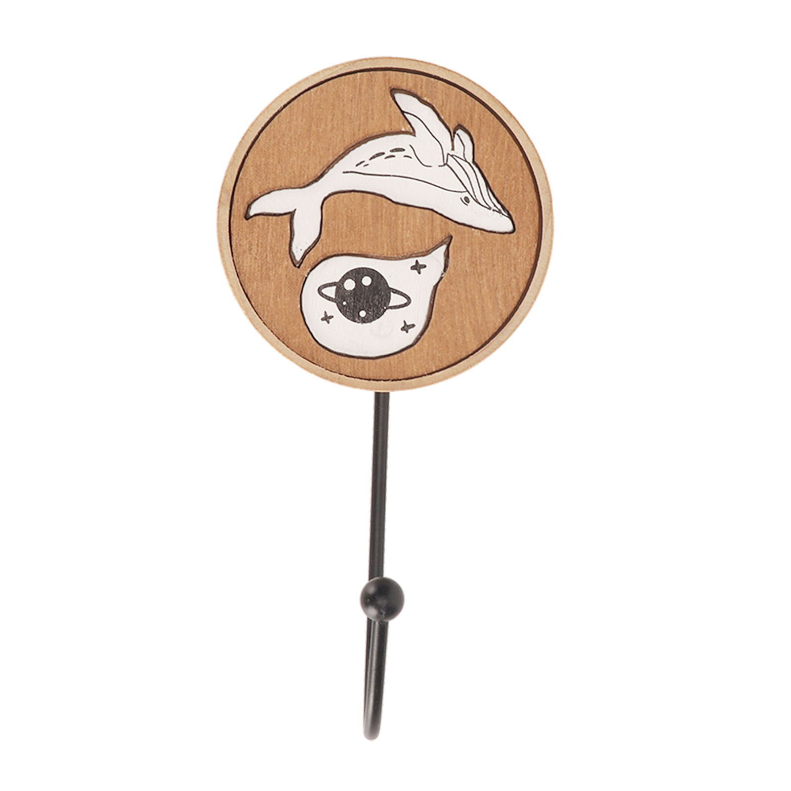 Set Mit 2 Niedlichen Tier-wandhaken Aus Holz, Starker Kleber, Glatte Oberfläche, Cartoon-wal-design, Für Schlafzimmer Und Küche