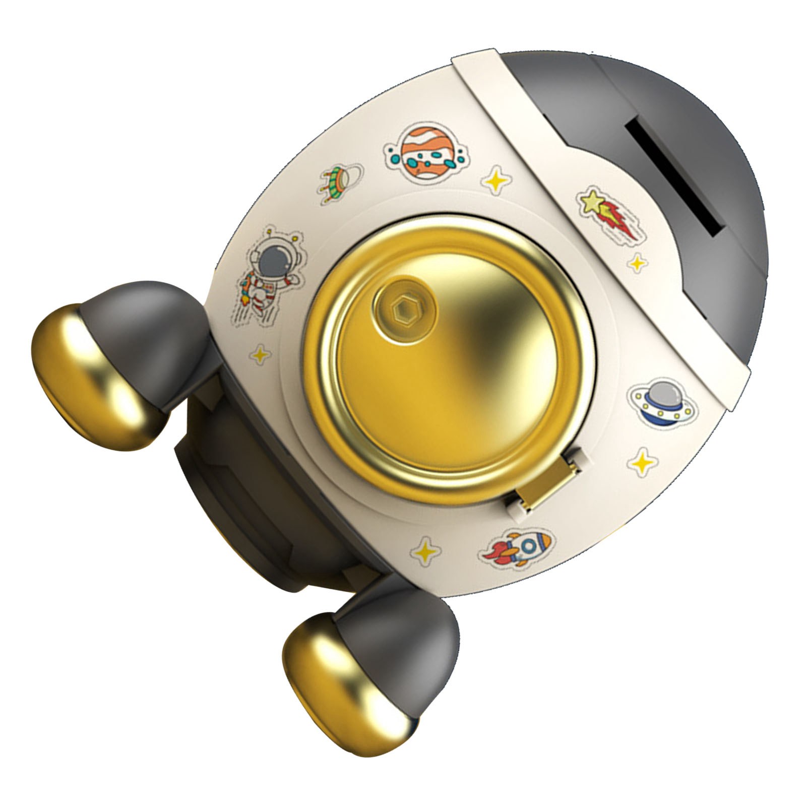 Weltraumraketen-sparschwein Im Cartoon-stil, Geldspardose, Geschenk Für Kinder, Jungen Und Mädchen, Luxuriös Goldgrau