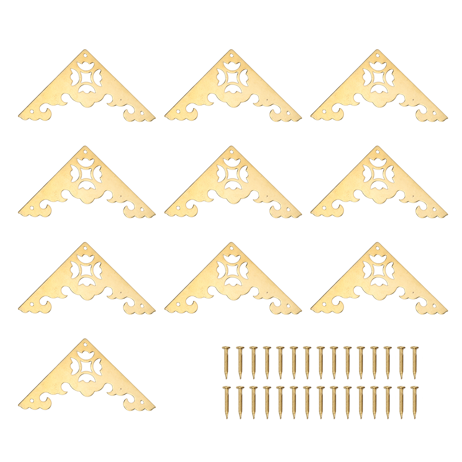 Set Aus 10 Dekorativen Eckstücken Im Antik-stil Mit Hohlem Design, Eine Seite Misst 8x5,5cm, Aus Holz, Für Schachteln, Koffer Und Diy-projekte.