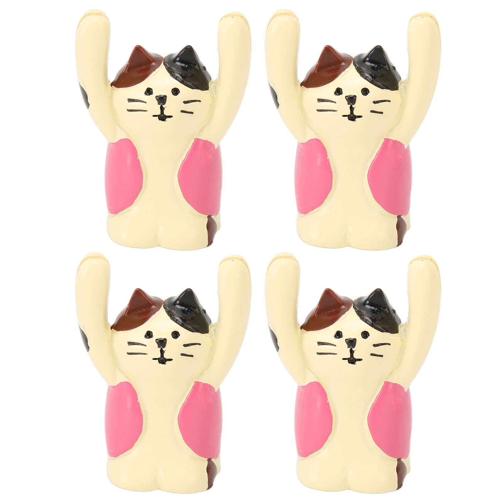 Set Mit 4 Niedlichen Katzen-fotopinseln Aus Robustem Kunstharz Für Hochzeiten, Partys Und Büro – Stabil Und Ein Echter Hingucker Mit Rosa Katzenmotiv