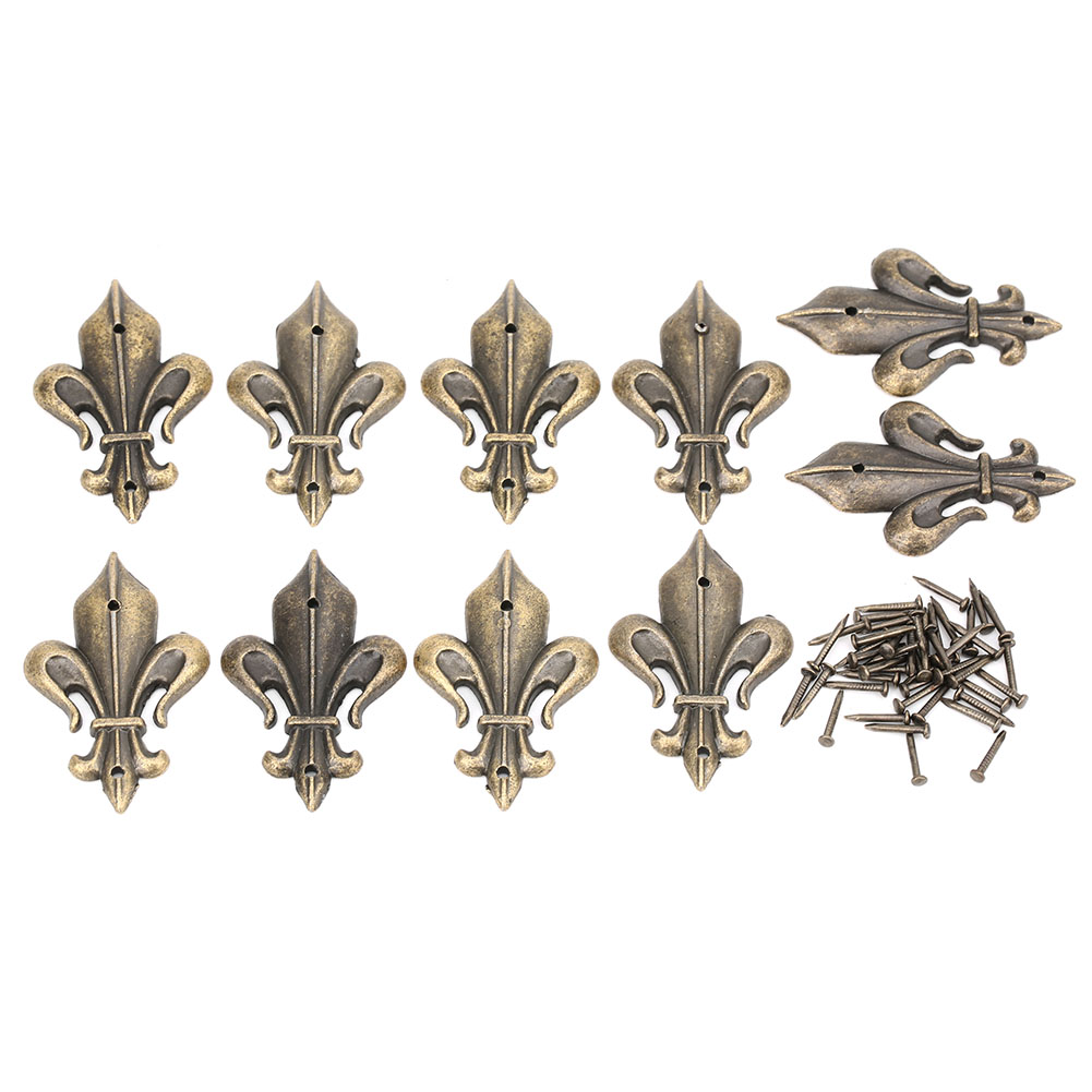 10 Eckenschützer Aus Zinklegierung, Bronzefarben, Cyan, Für Selbstgemachte Schmuckkästchen, Fotoalben Und Bücher – 45 X 28 Mm