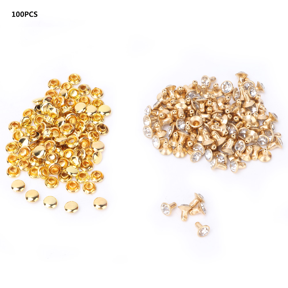 Konvolut Von 50 Kristall-strassnieten, 6 Mm, Zum Kleben, Für Diy-lederdekoration, Flachkopfnieten