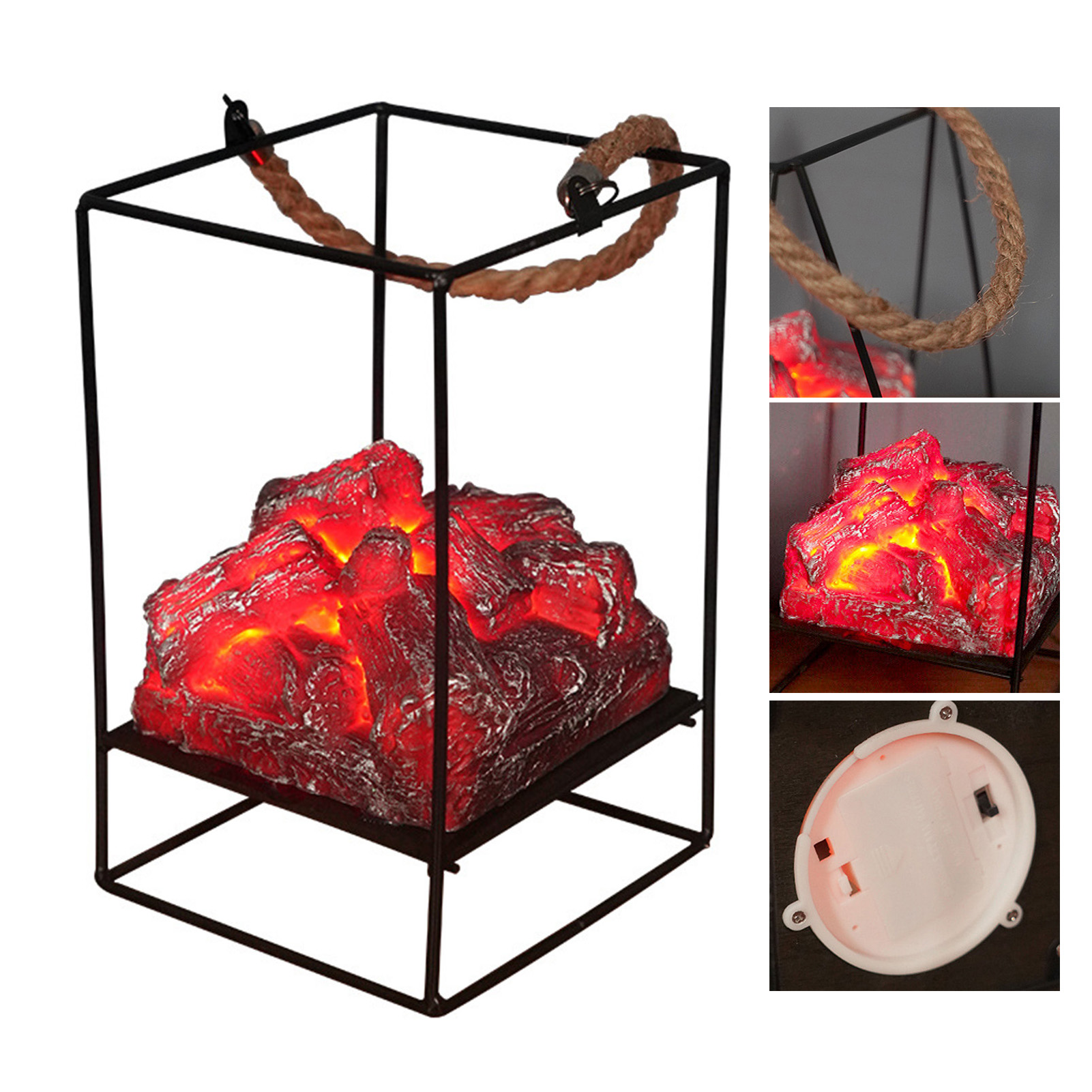 Dekorative, Flammenlose Led-kaminlampe Aus Eisen, Für Den Innenbereich, Modell B, 470 G, 20 X 13 X 13 Cm