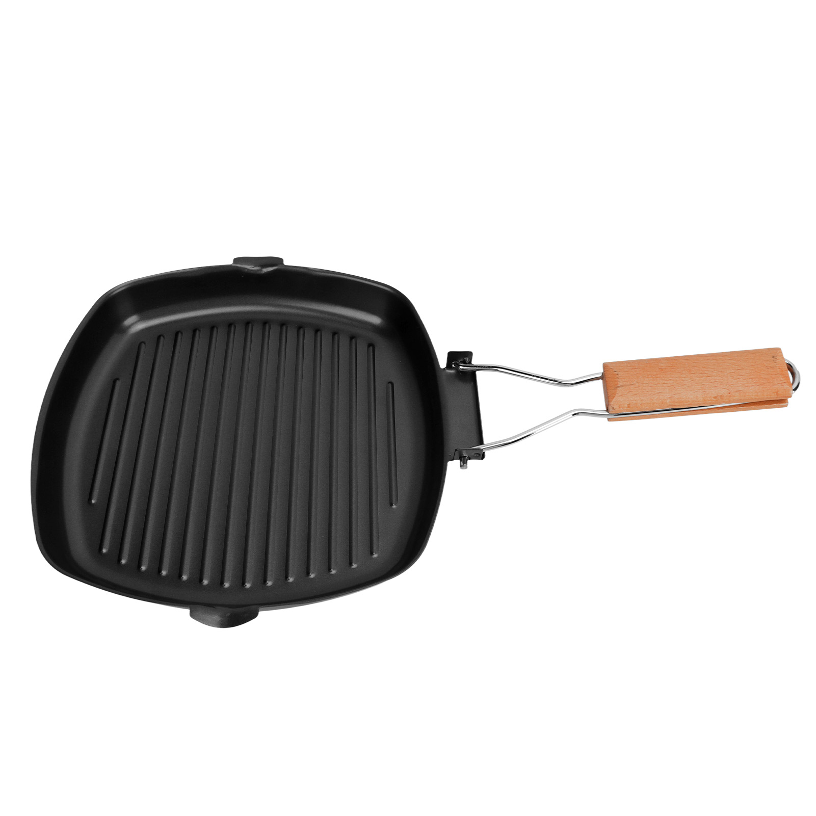 Tragbare, Antihaftbeschichtete Faltpfanne Mit Hitzebeständigem Holzgriff Für Die Zubereitung Von Campinggerichten, 24 Cm