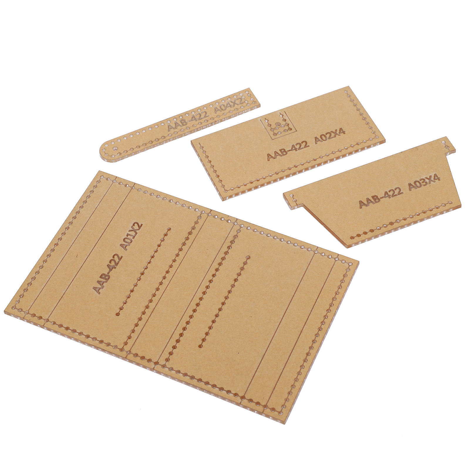 Set Mit 4 Acryl-schablonen Zum Selbermachen Von Kartenhaltern Und Zum Abpausen Von Lederarbeiten