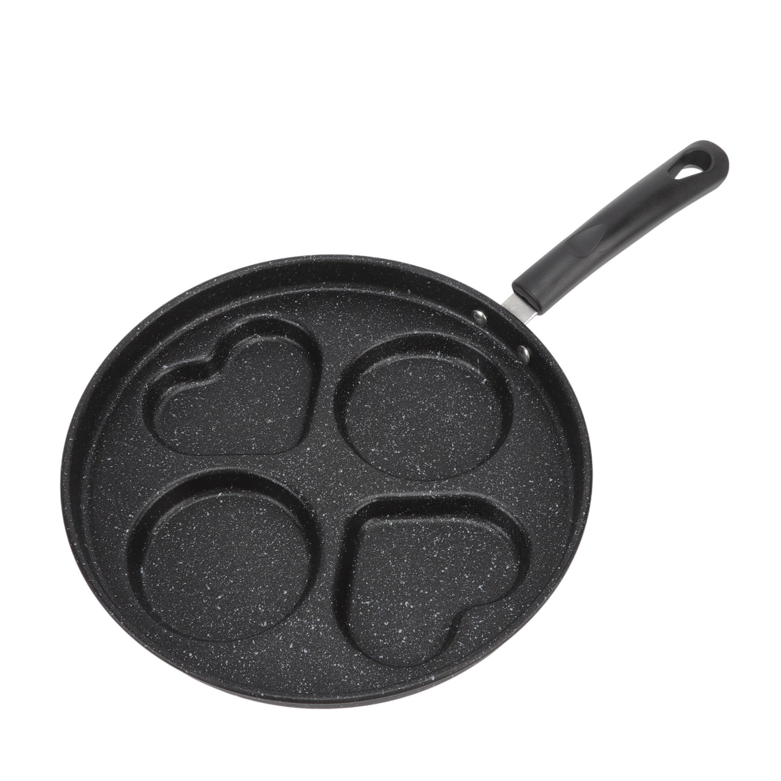 Antihaftbeschichtete Eierpfanne Mit 4 Mulden, Gleichmäßige Hitzeverteilung, Aus Eisen, Für Frühstück, Pfannkuchen, Speck, Burger
