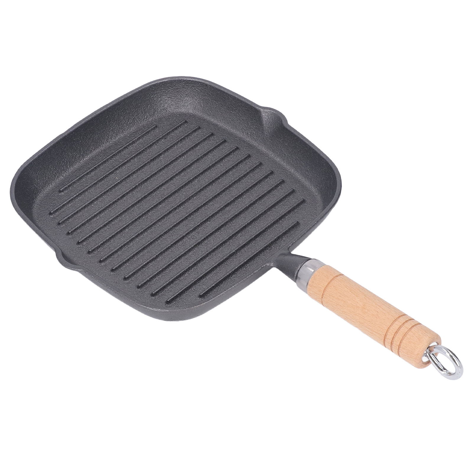 Mehrzweck-grillpfanne Aus Gusseisen Mit Antihaftbeschichtung, Quadratisch, Mit Holzgriff, Für Speck, Steak Und Zwiebeln