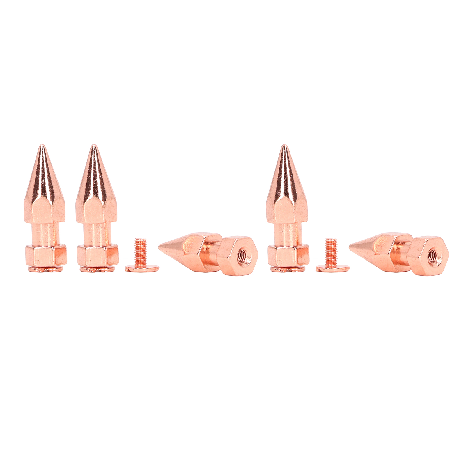Set Mit 5 Wäscheklammern, 8 X 26 Mm, Sechseckig, Roségoldenes Kupfer, Massiver Punk-stil, Für Schuhe, Gürtel Und Kleidung