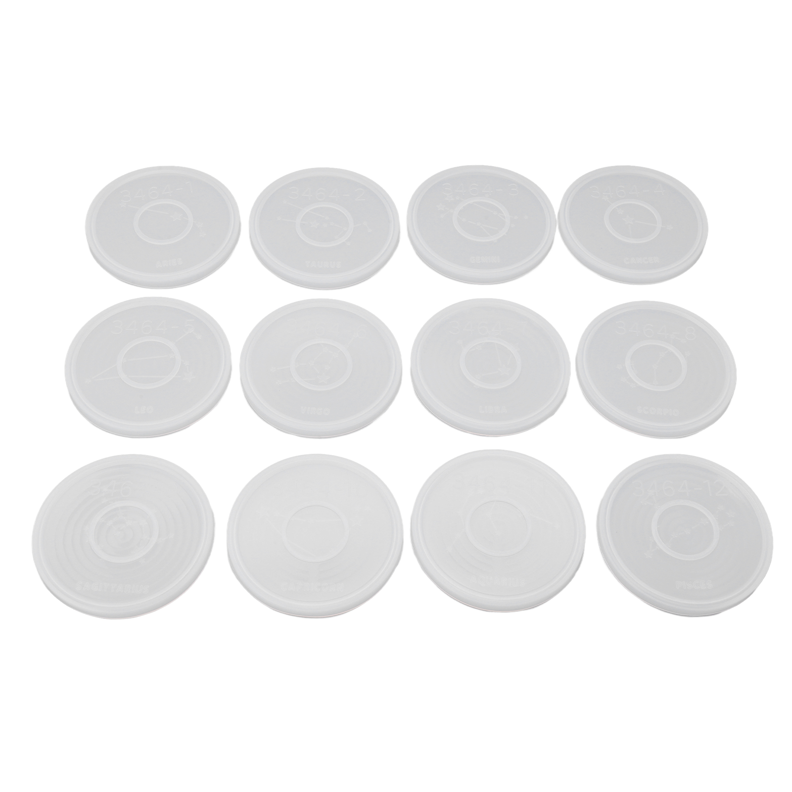 12-teiliges Diy-untersetzer-formenset, Design Mit Zwölf Sternbildern, Leicht Zu Lösendes Silikon Für Tassen Und Becher