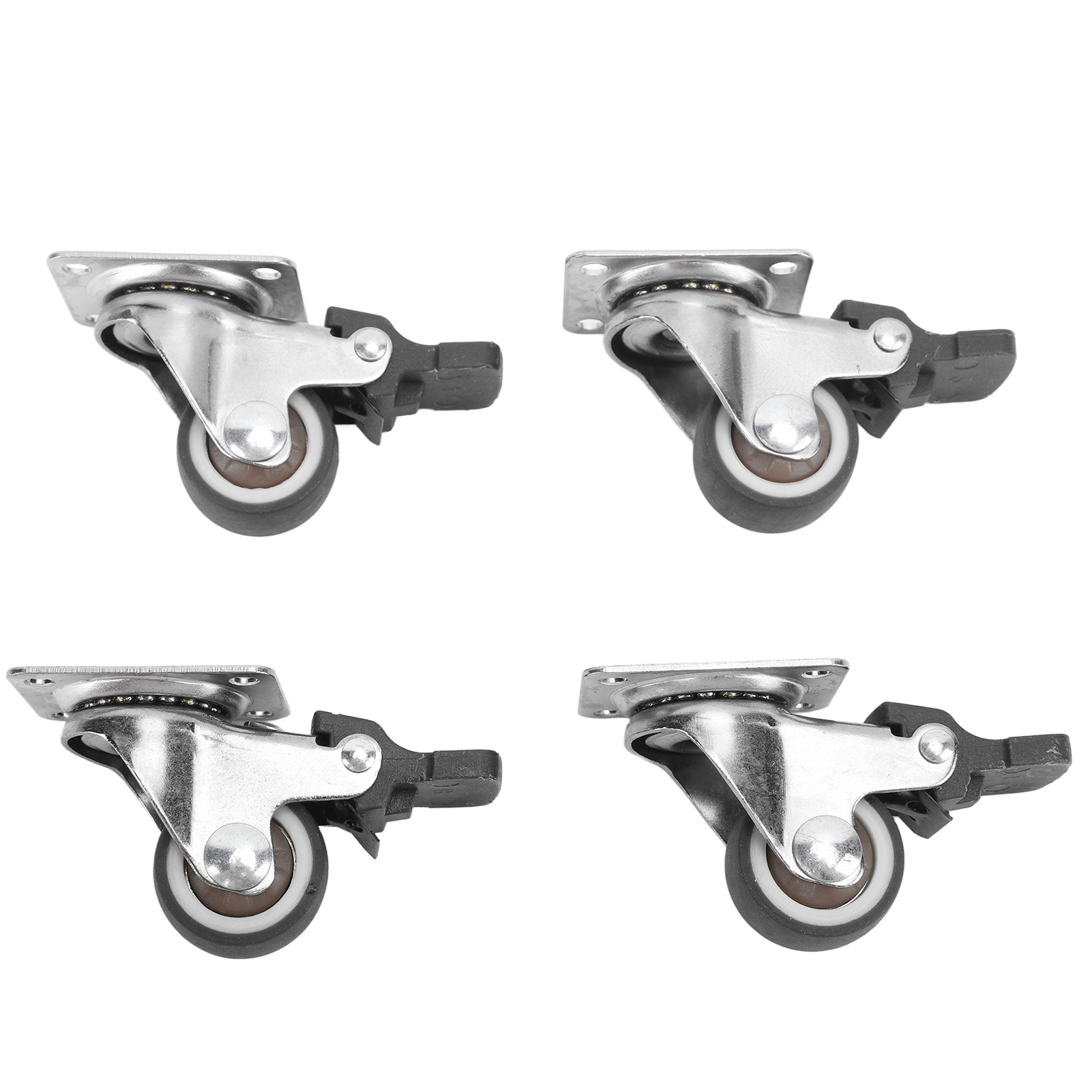 Kleine Lenkrollen Mit Bremsen, 2,5 Cm Durchmesser, Gummiertem Stahl, Montageplatte, 16 Möbelschrauben