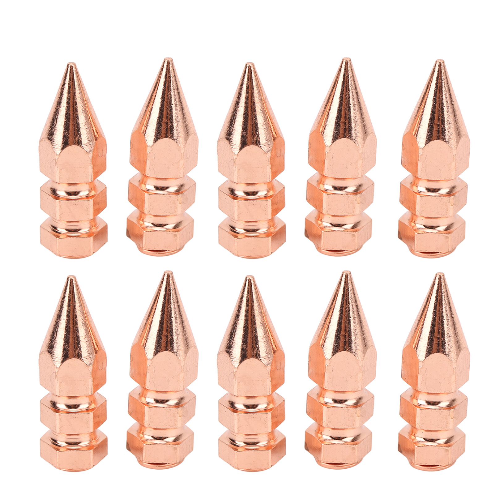 Diy Punk Roségoldene, Doppellagige, Sechseckige Kegel-schuhnieten Aus Messing, Größe 9 X 30 Mm, 30er-packung
