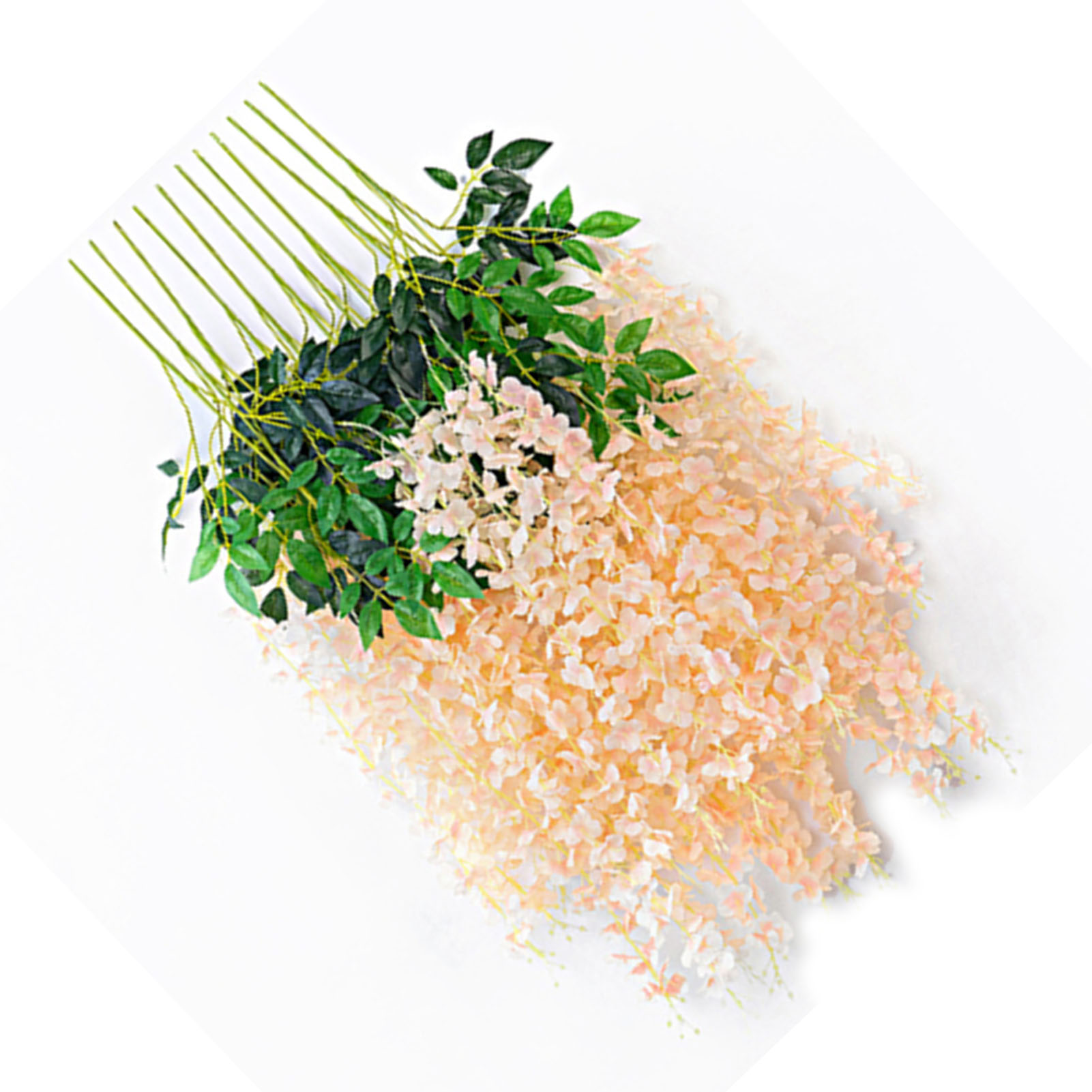 Künstliche Seidenblume Mit 6 Simulierten Glyzinienblättern, Dekoration Für Den Innenbereich, Kletterpflanze, Glyzinien-ornament Für Zuhause, Champagnerfarben
