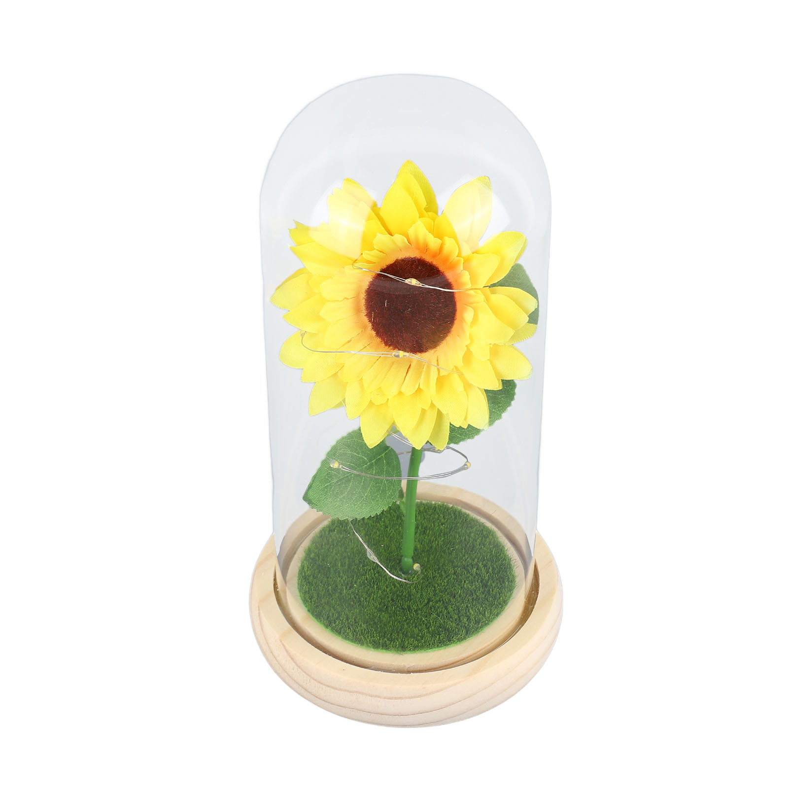 Künstliche Led-sonnenblumen-simulation Unter Einer Glaskuppel Als Dekoration Für Frauen