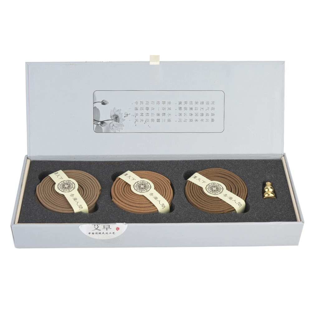 Set Mit 3 Natürlichen Räucherwerksdüften, 4 Stunden Brenndauer, Spiralform: Agila/sandelholz/beifuß Mit Geschenk