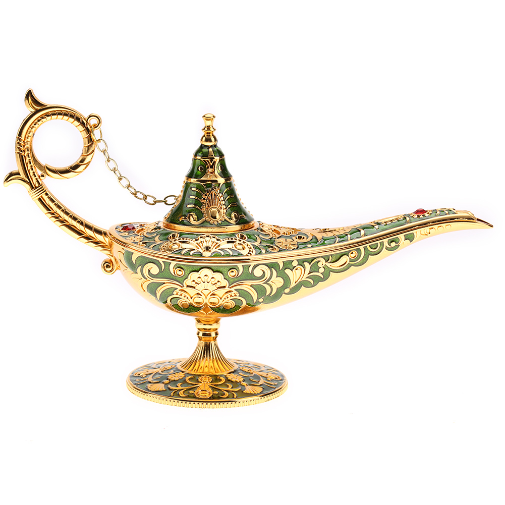 Aladdin Magische Dschinn-lampe Aus Geschnitztem Metall, Legendäre Wunschtopf-dekorationsleuchte (grün)
