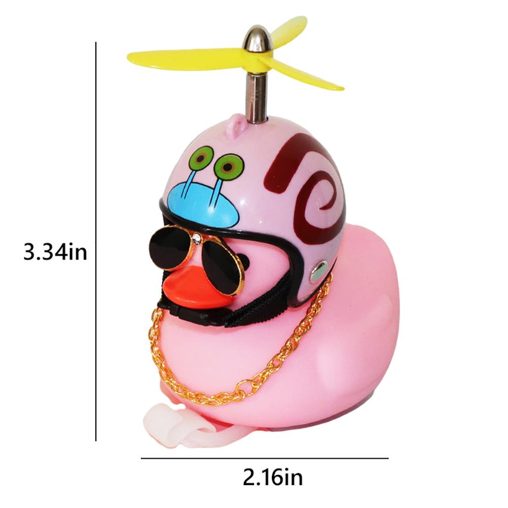 Rosa Ente Fürs Auto, Armaturenbrett-deko, Cooles Accessoire Mit Brille, Hubschrauberhelm Und Goldkette