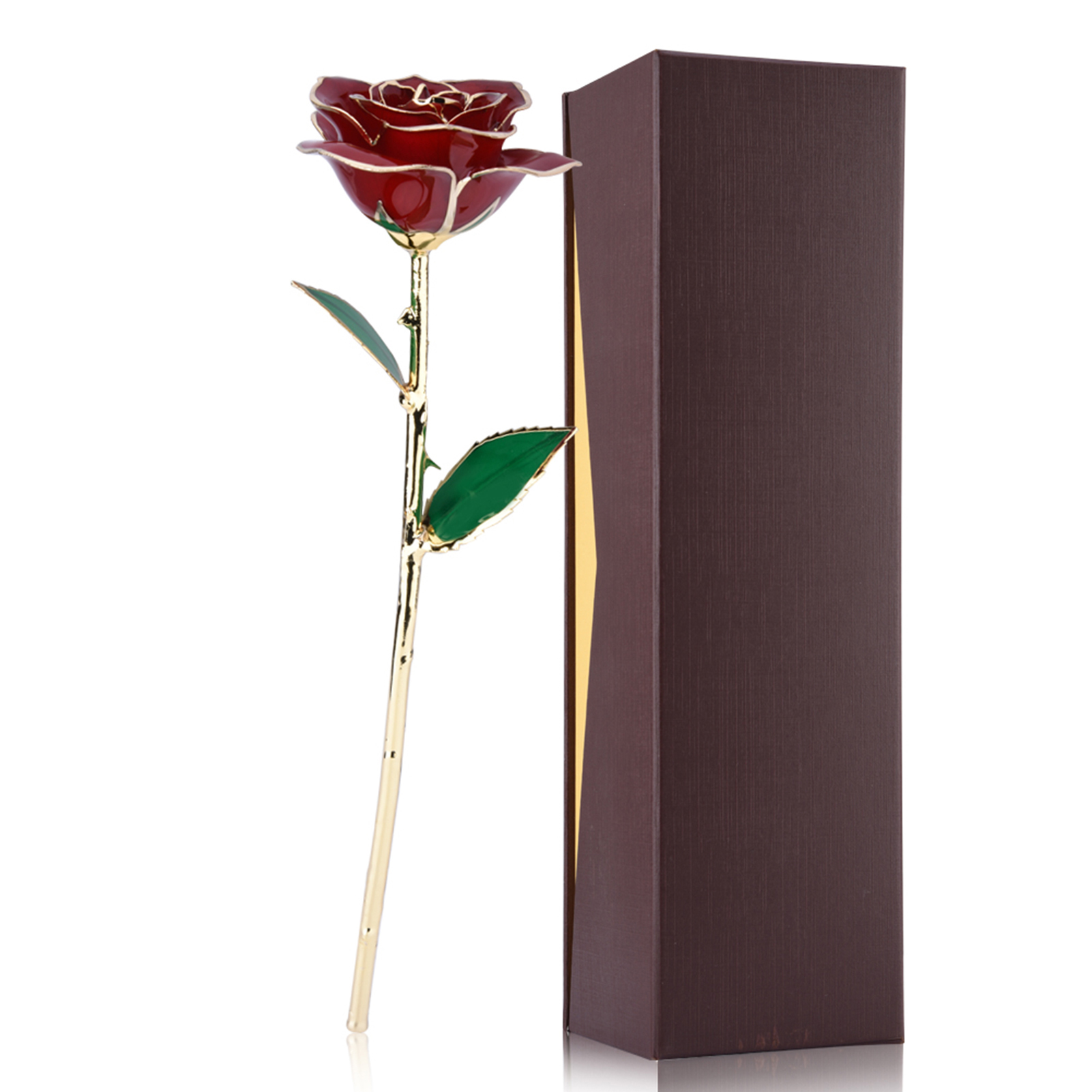 Langstielige Rote Rose, 24-karätig Vergoldet, Ewige Blume Zum Valentinstag, Ideales Geschenk