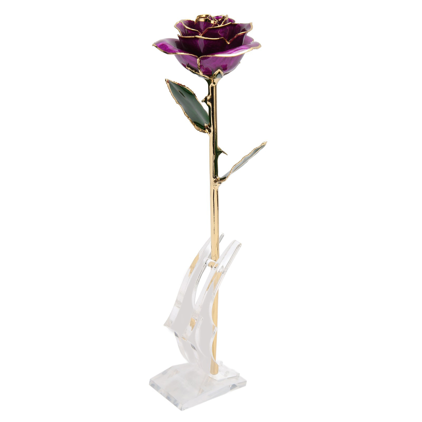 24-karätige Goldrose, Violett, Realistische Künstliche Blume Mit Lebendigen Details, Leuchtenden Farben, Langlebig, Mit Sockel, Geschenk Zum Geburtstag Oder Muttertag
