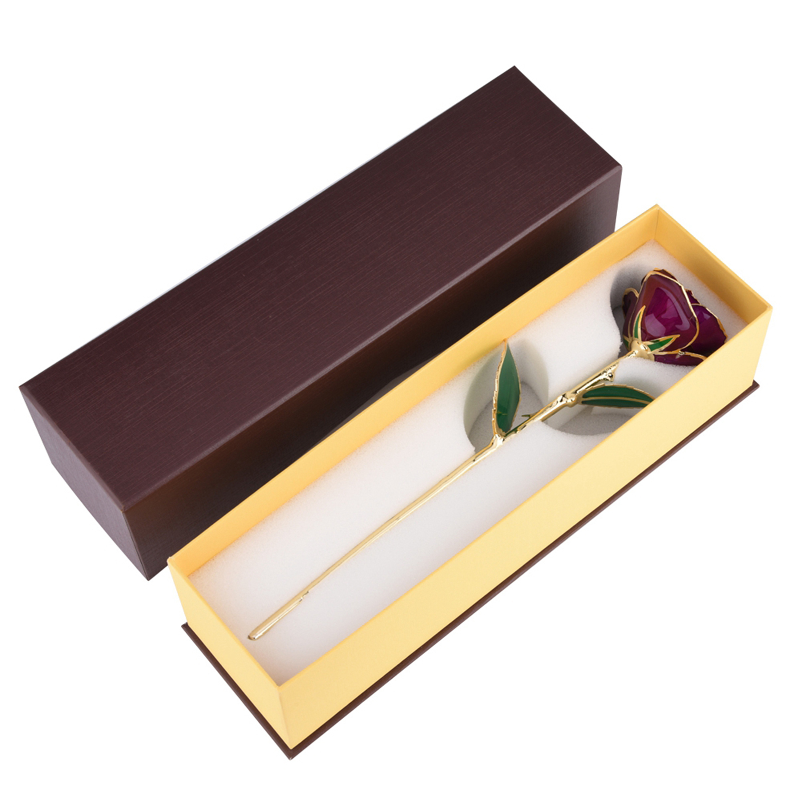 24-karätige Ewigrose Mit Langem Stiel, In Einer Geschenkbox Mit Ständer (lila Rose Mit Ständer)