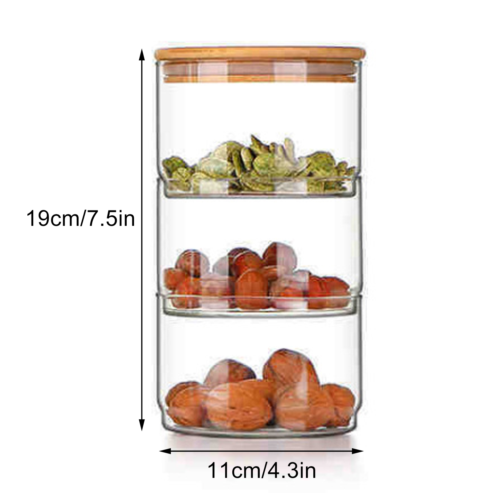 Mehrstöckiges Glasgefäß Zur Aufbewahrung Von Snacks Und Trockenfrüchten, Glassalatschüssel Mit Deckel