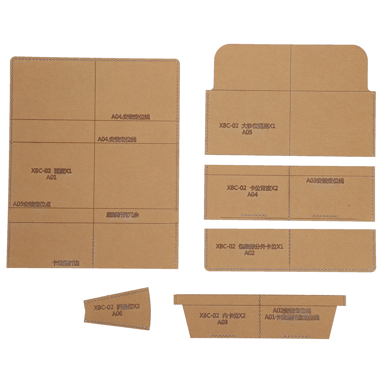Acryl-geldbörsen-schablonenset Für Leder, Diy-bastelform, Bastelwerkzeug, 4-teilig