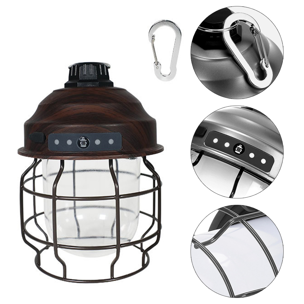 Vintage Led-laterne, Hängelaterne Für Camping, Tragbar, Wiederaufladbar, Zeltleuchte Mit Karabinerhaken, Antikes Nachtlicht Für Camping