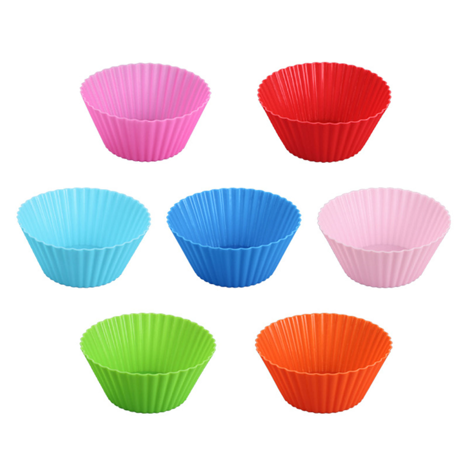 50-teiliges Set Wiederverwendbarer Silikon-muffinformen, -förmchen Und -cupcake-ständer, 7 Cm