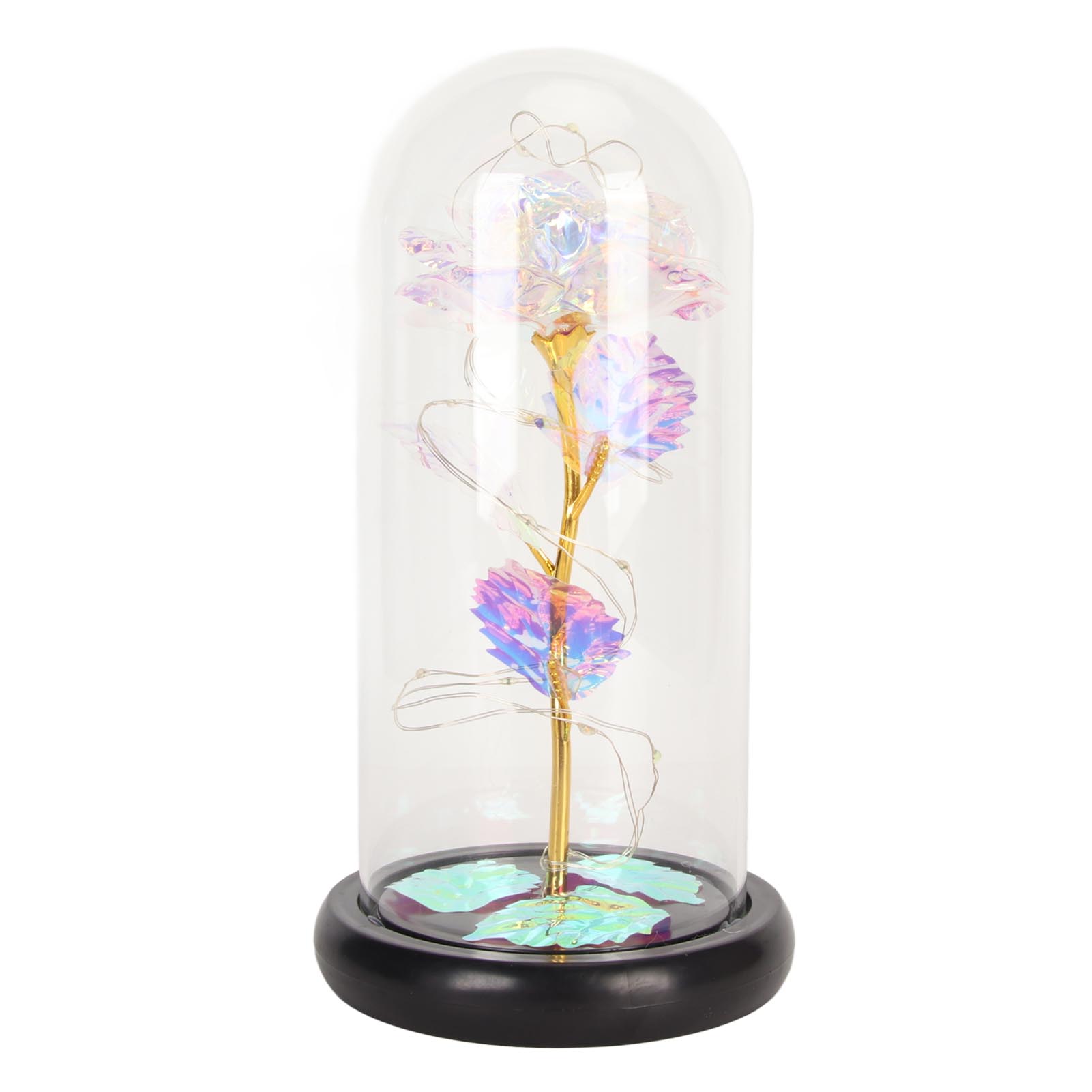 Beleuchtete Led-glasrose, Romantische, Dekorative Kunstblume Unter Einer Glaskuppel, Farbenfroh, Für Schlaf- Und Wohnzimmer