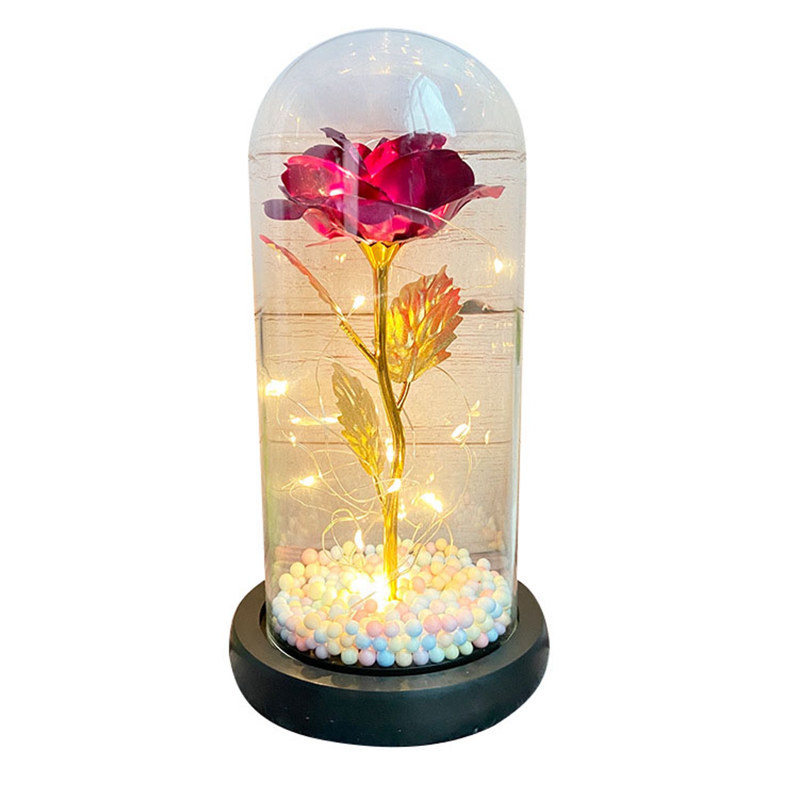 Led-beleuchtete Rote Rose Unter Glas, Romantischer Dekorahmen Für Freundin Oder Ehefrau, Für Ein Exquisites Ambiente