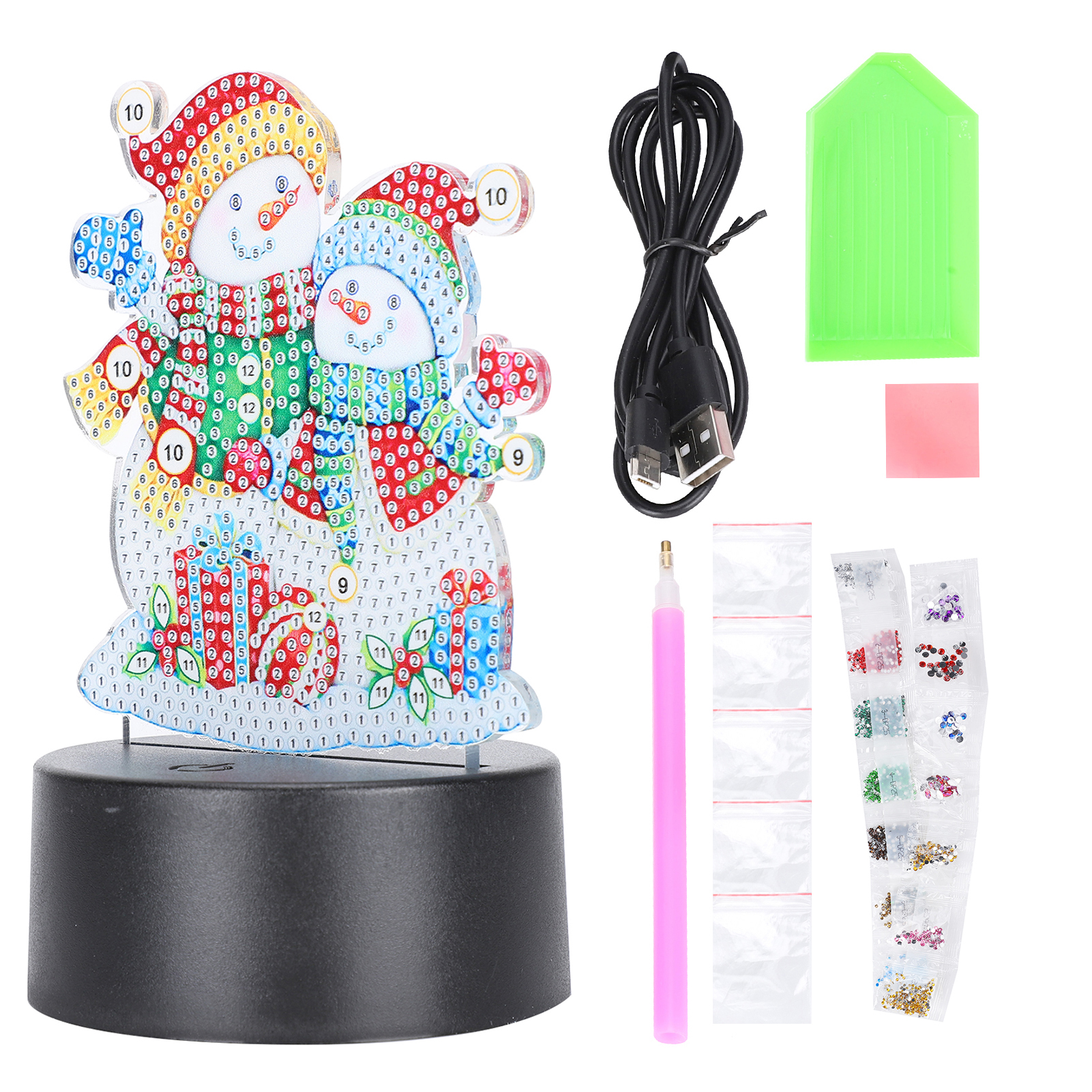 3d-diamant-led-weihnachtslampe, Usb-touch-steuerung, Smarte Diy-heimdekorations-nachtleuchte