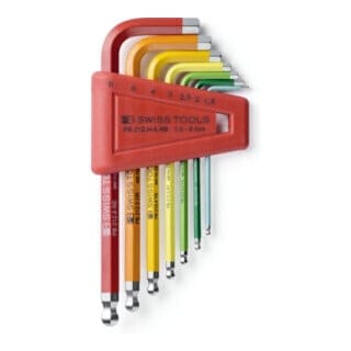 PB Swiss Tools Sechskant-Winkelschraubendreher-Satz, mit Kugelkopf, pulverbeschichtet, 7-teilig