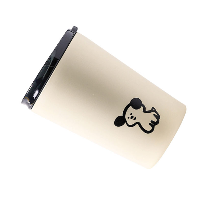 Vakuumisoliertes Glas Mit Deckel, Mattierter Edelstahl, Kleine Reisethermoskanne Für Kaffee Und Wasser, Niedliches Welpenmotiv, 360 Ml