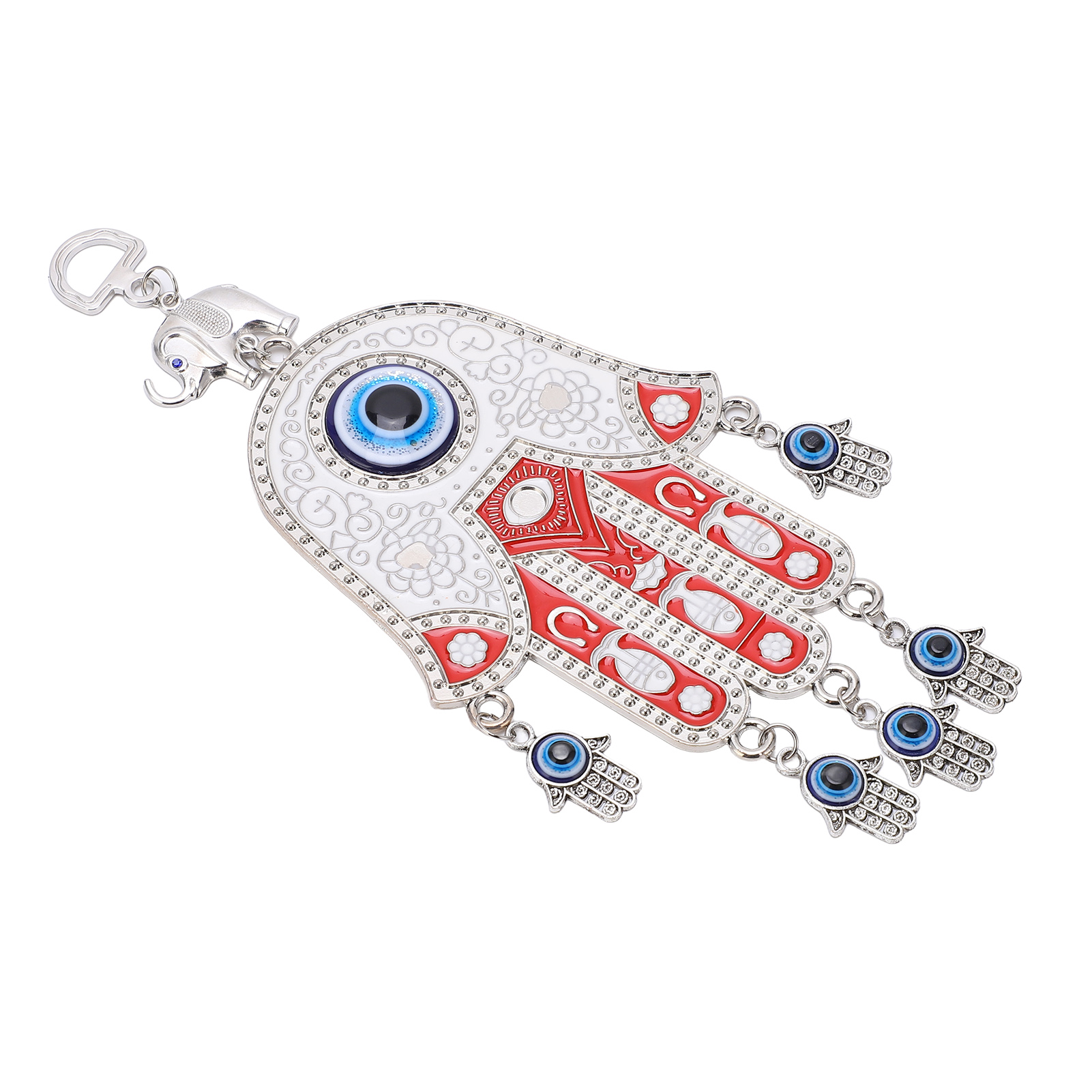 Auto-anhänger Mit Blauem Hamsa-auge, Glänzende Oberfläche, Präzise Details, Rote Und Blaue Hamsa-hand, Wanddekoration Für Auto, Büro, Zuhause