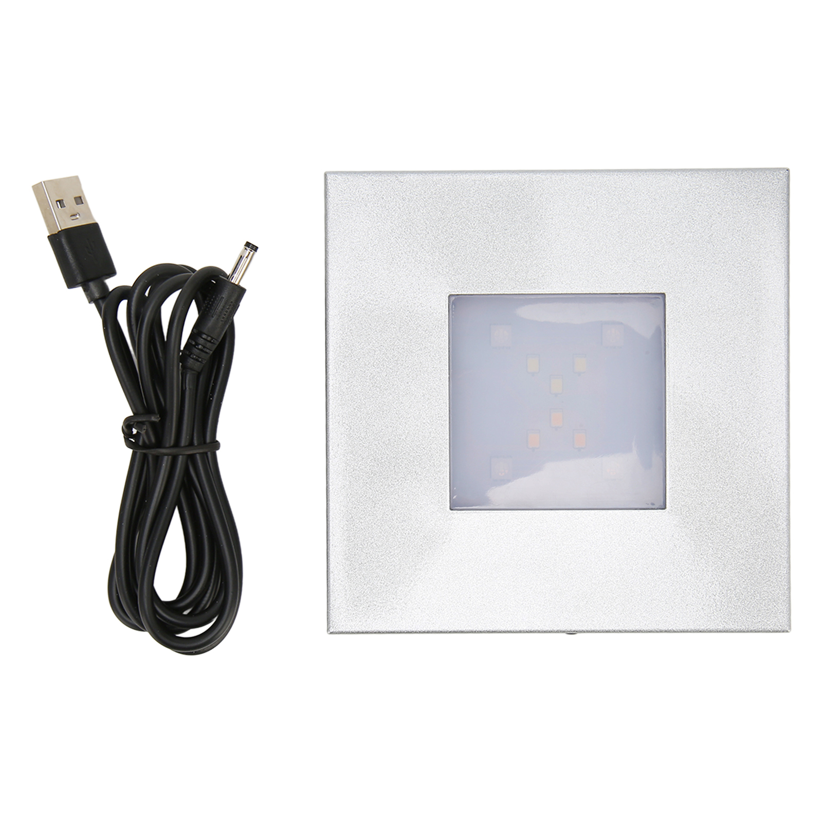 Quadratischer Led-leuchtsockel Mit Sequenzieller Beleuchtung, Usb-präsentationsständer Für Glasfiguren, Kunstobjekte Und Schmuck
