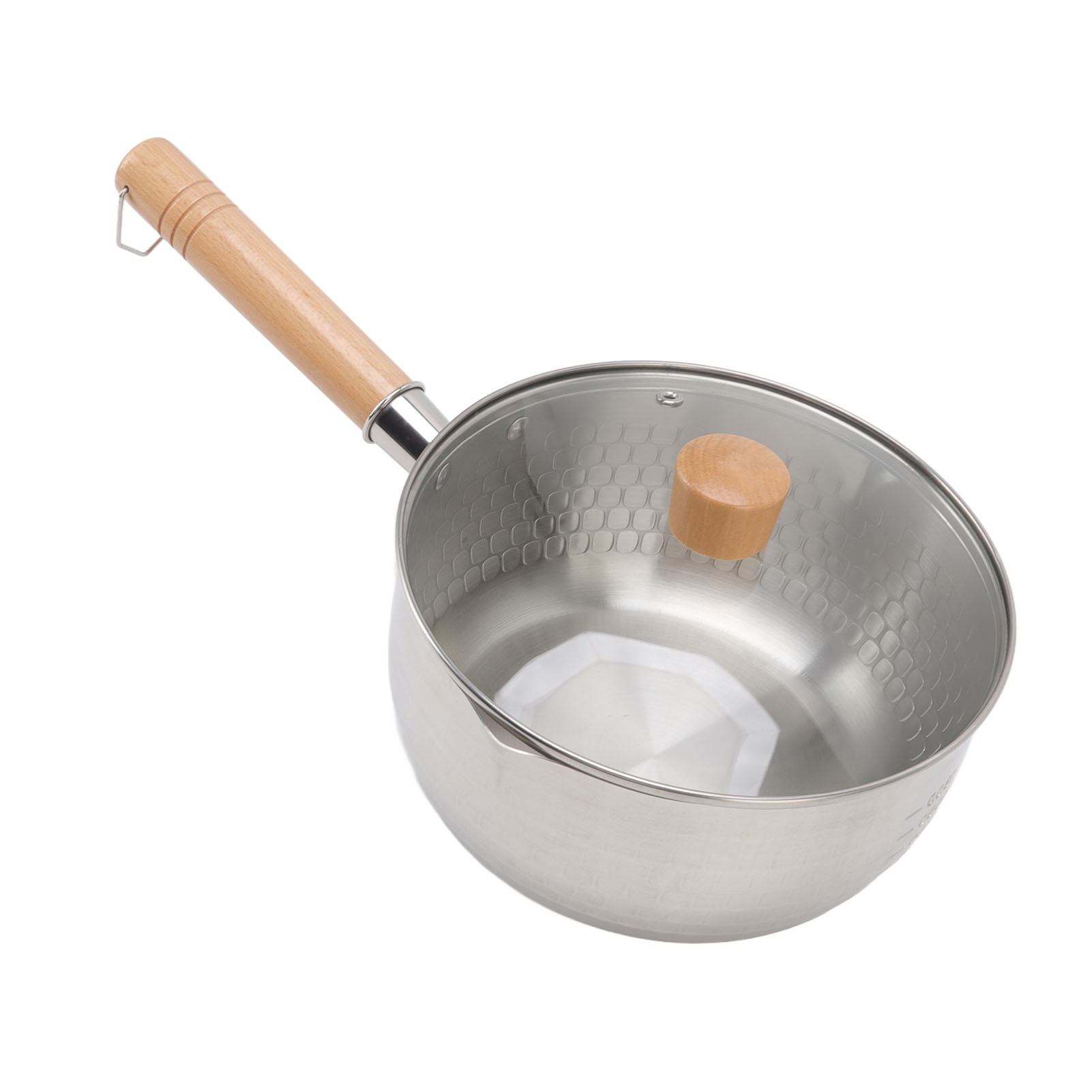 20 Cm Großer, Antihaftbeschichteter Japanischer Kochtopf Mit Deckel, Holzgriff, Edelstahl, Milch- Und Suppentopf Zum Kochen