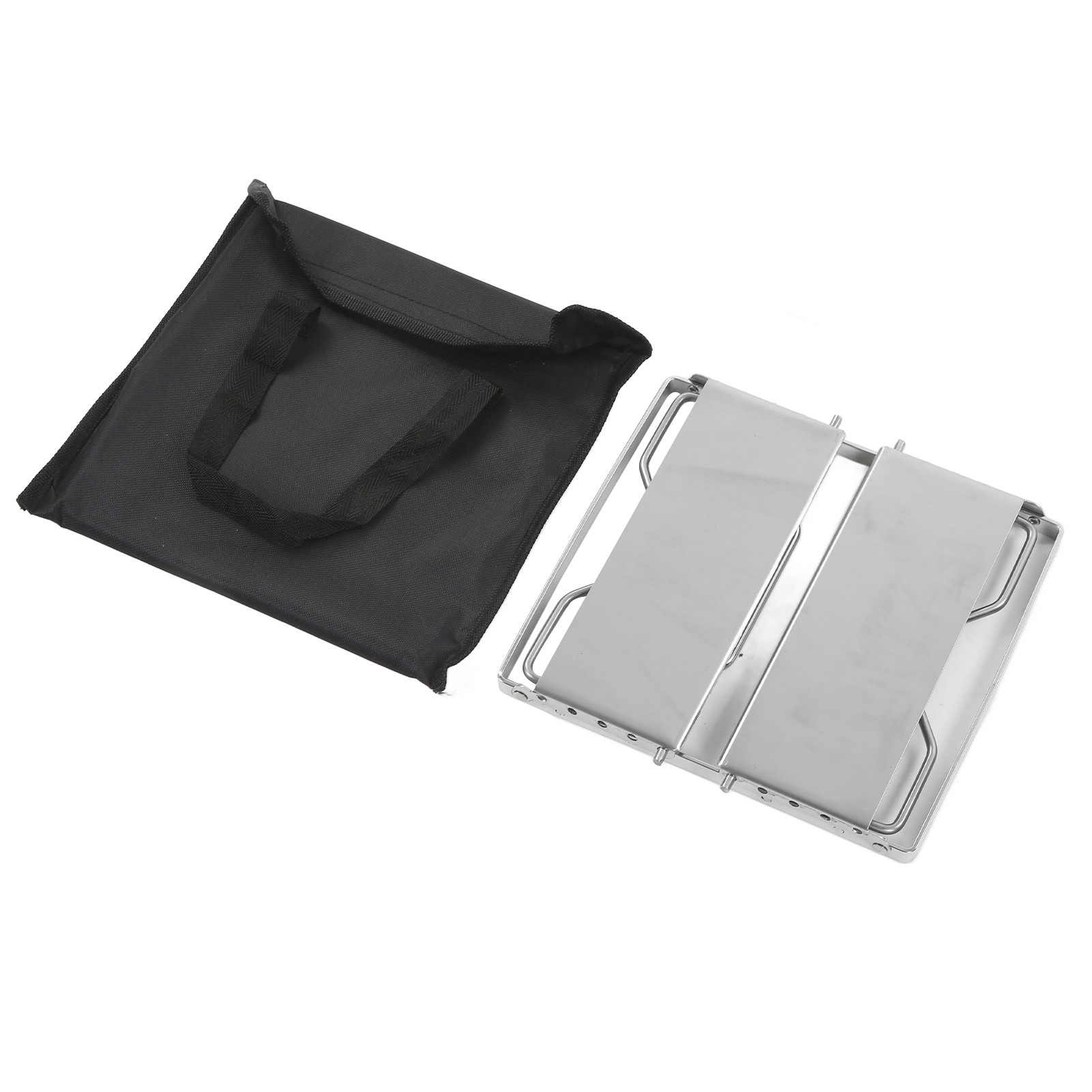 Klappbarer Edelstahl-grill Mit Windschutz Für Garten, Mini-campinggrill